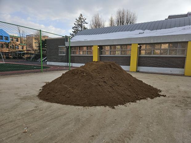 부주동초등학교 운동장 잡초 제거: 전국산업안전으로 깨끗하고 안전한 놀이터 만들기 관련 이미지