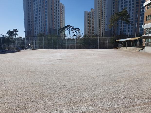 마산면중학교 운동장 잡초 제거: 전국산업안전으로 더욱 건강한 놀이터 만들기!