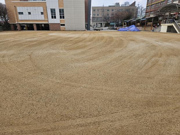 하의면중학교 운동장 잡초 제거, 전국산업안전으로 안전하고 신뢰할 수 있는 공간 만들어...